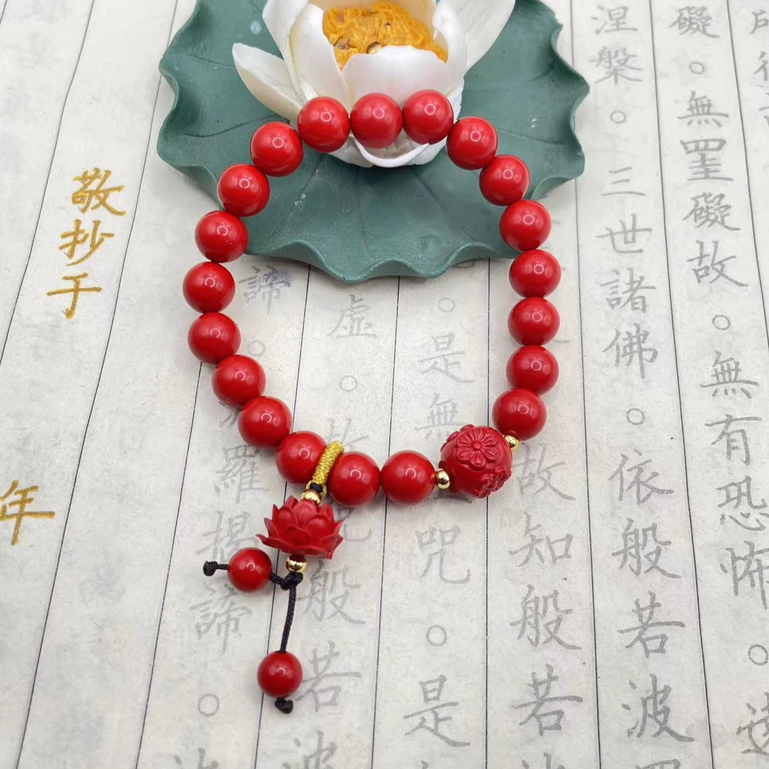 含辰砂工艺品高含量朱砂25红砂设计款莲花手串
