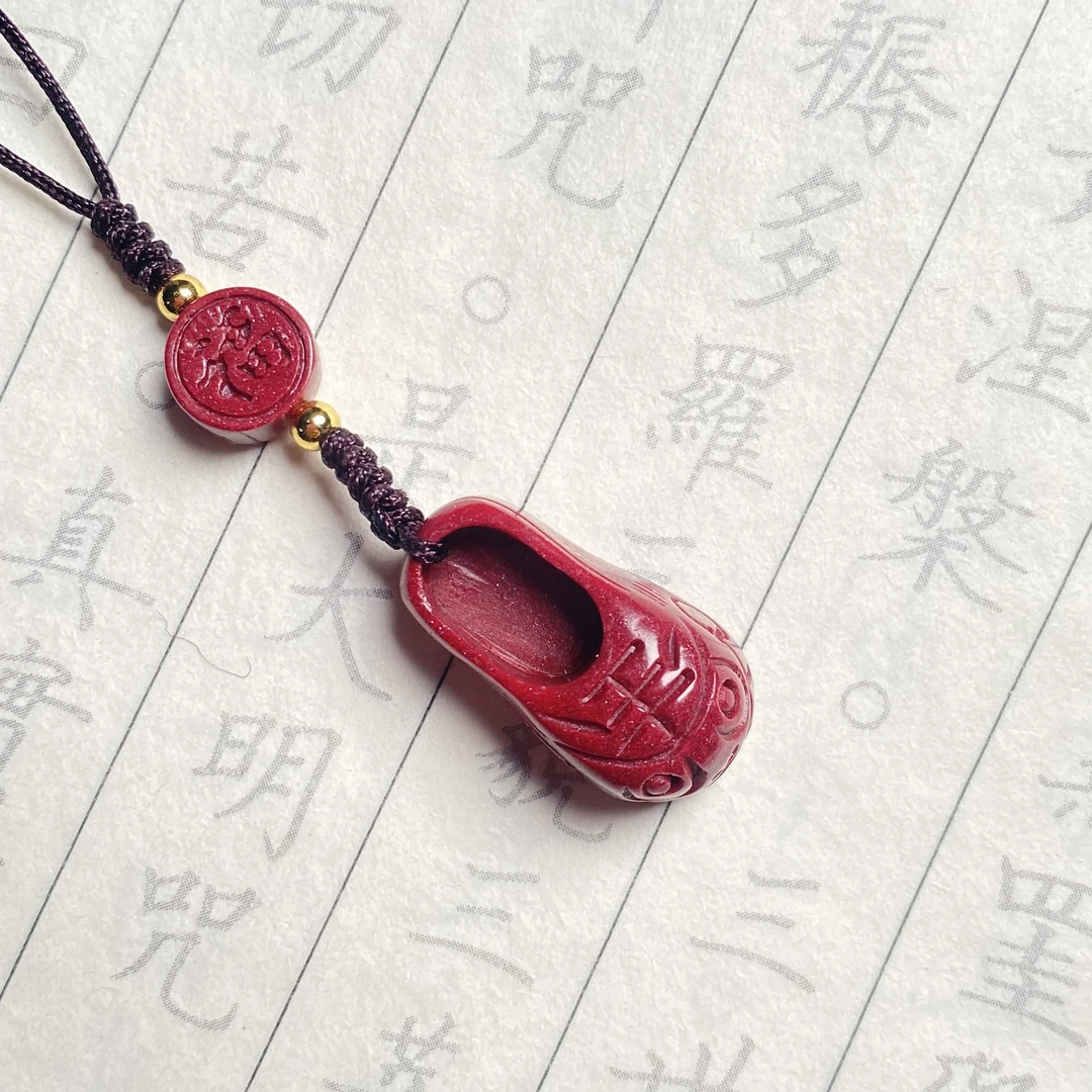 含辰砂工艺品高含量朱砂紫金砂白头偕老踩踩手机挂