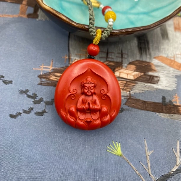 含辰砂工艺品高含量朱砂15红砂设计款宝宝佛吊坠