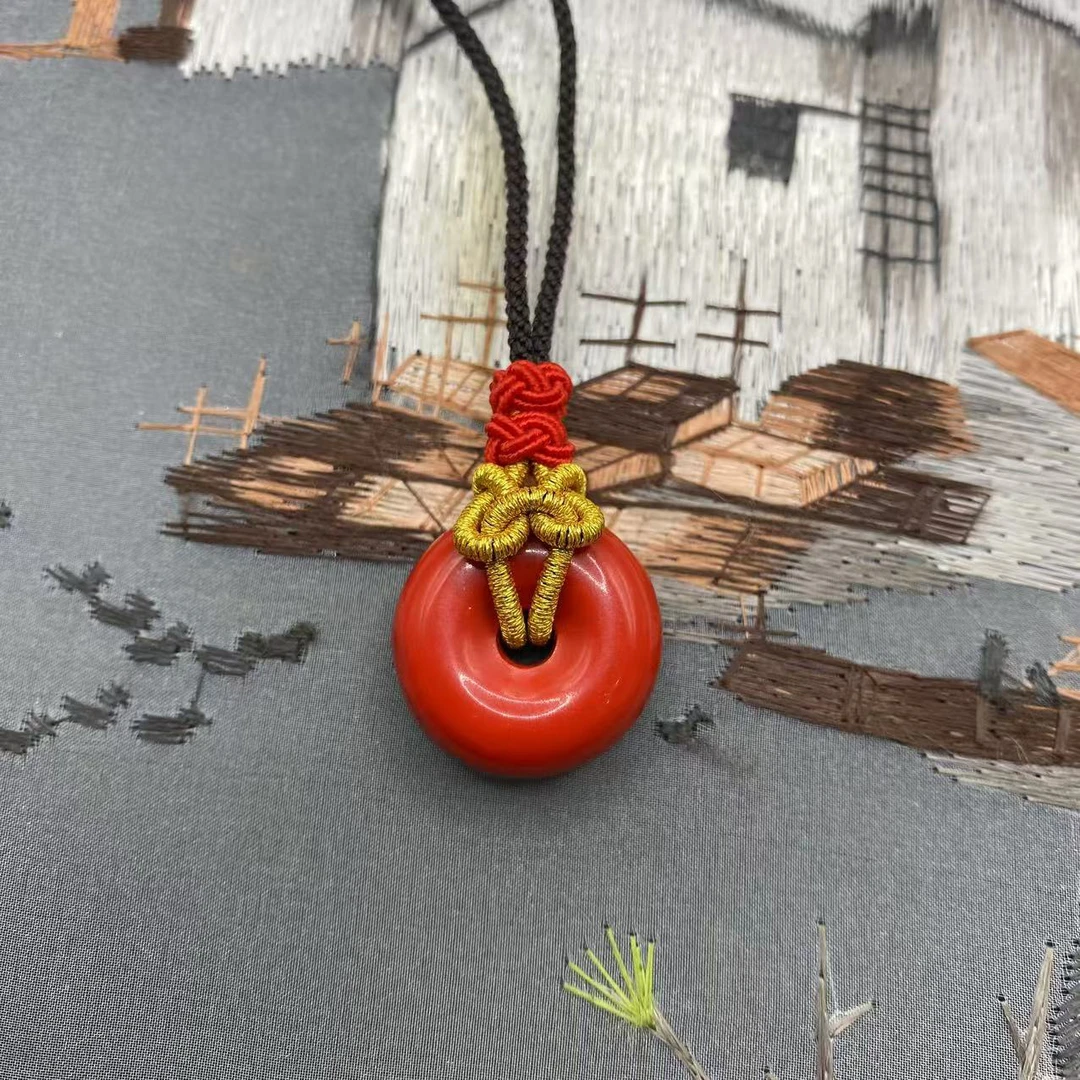 含辰砂工艺品201高含量朱砂红砂设计款厚装平安扣吊坠爆款送礼