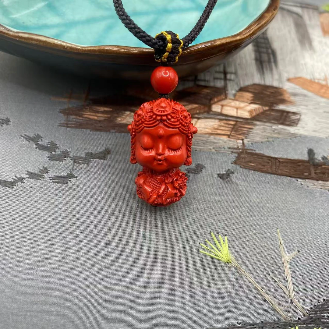 含辰砂工艺品高含量朱砂红砂设计款度母吊坠爆款送礼