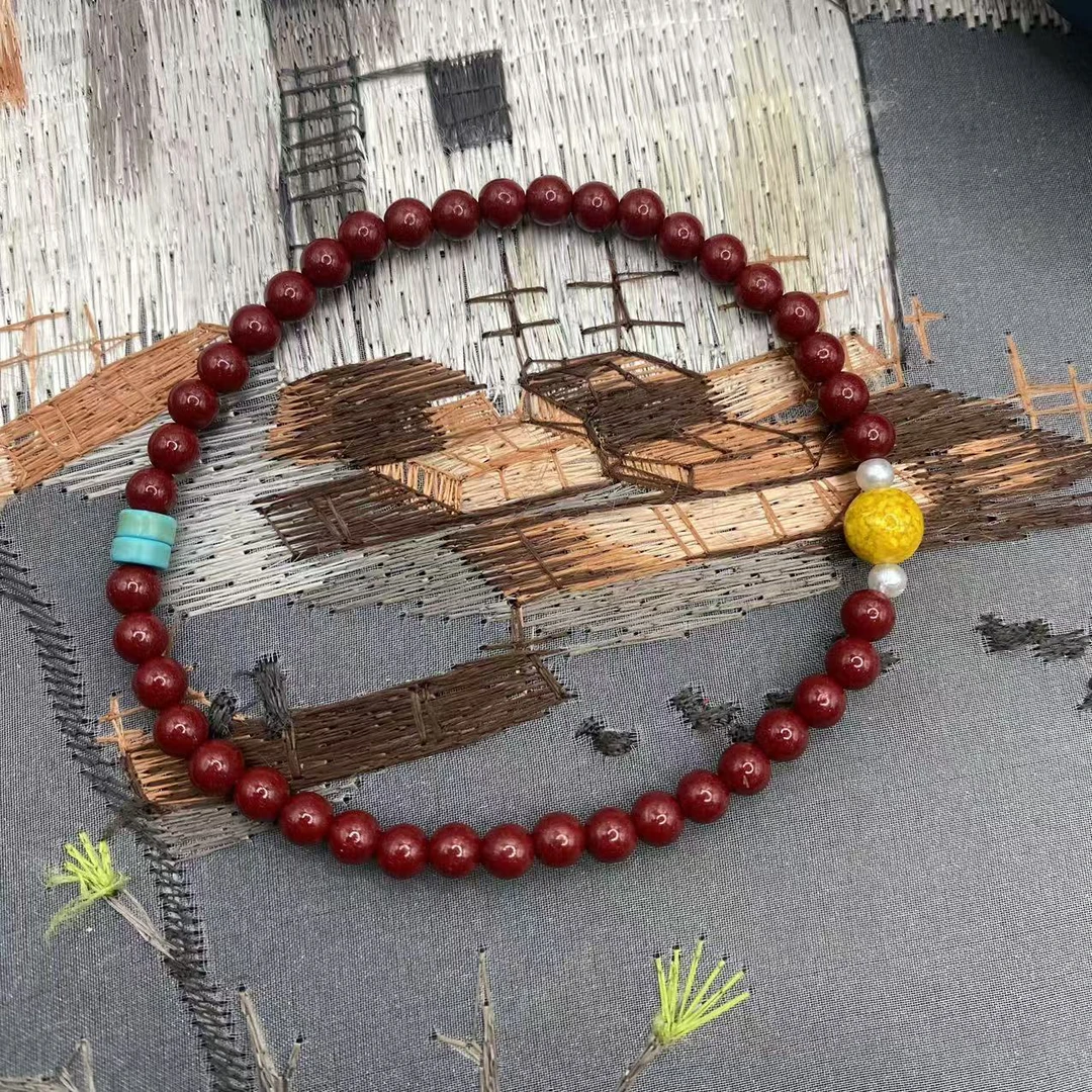 高含量朱砂紫金砂设计款黄佩珠手串卡4mm朱砂手串