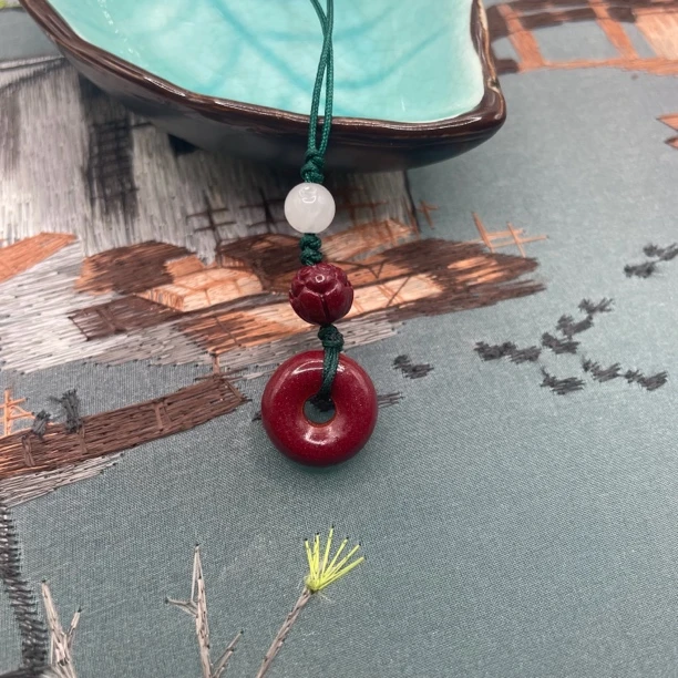 含辰砂工艺品高含量朱砂紫金砂设计平安扣手机挂正品送礼情侣