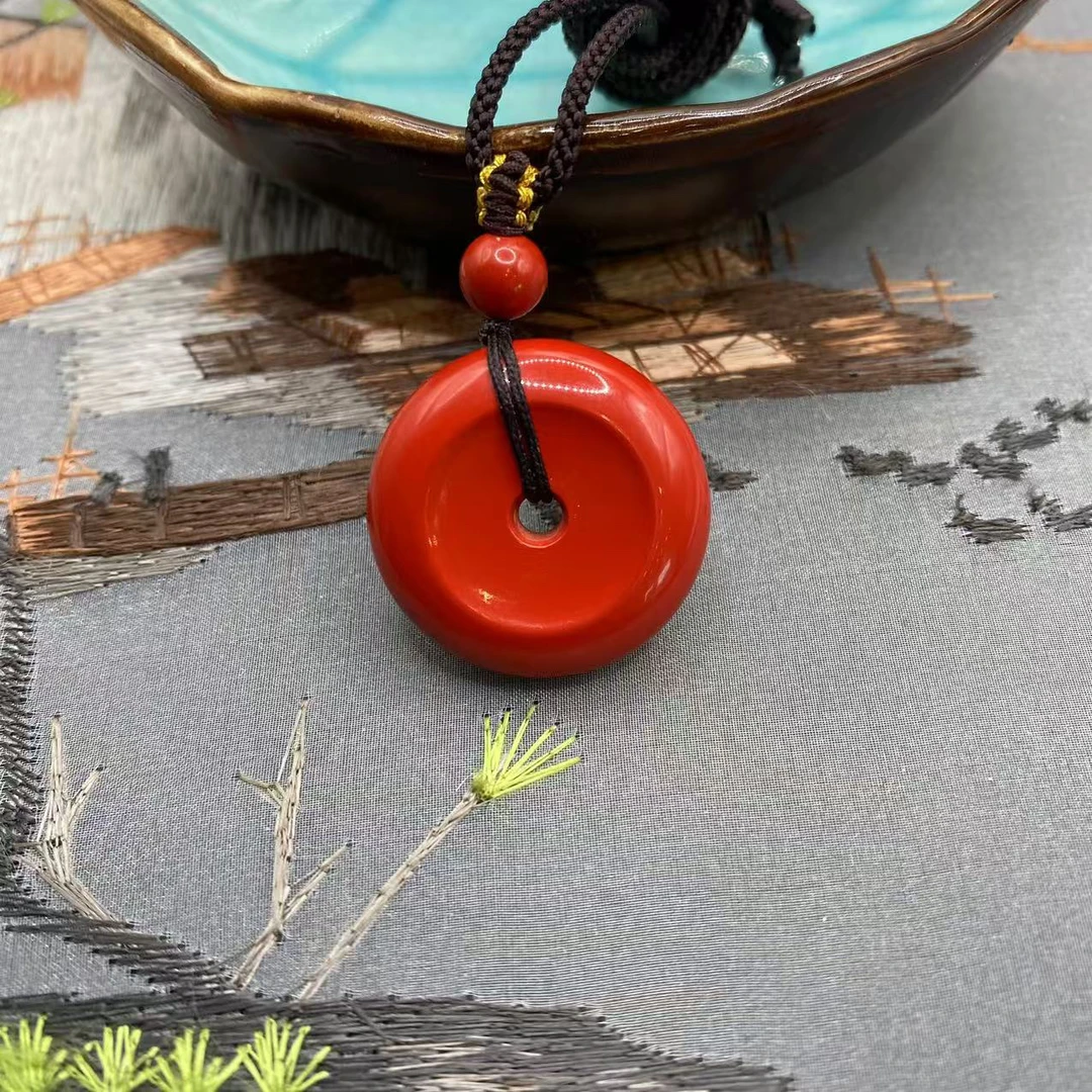 含辰砂工艺品高含量朱砂6红砂设计款平安扣吊坠