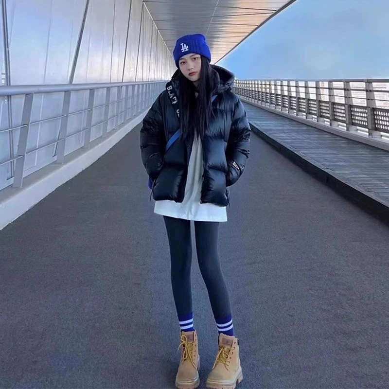 黑金短款羽绒服女2023年冬季新款加厚棉衣小个子面包服棉袄外套款