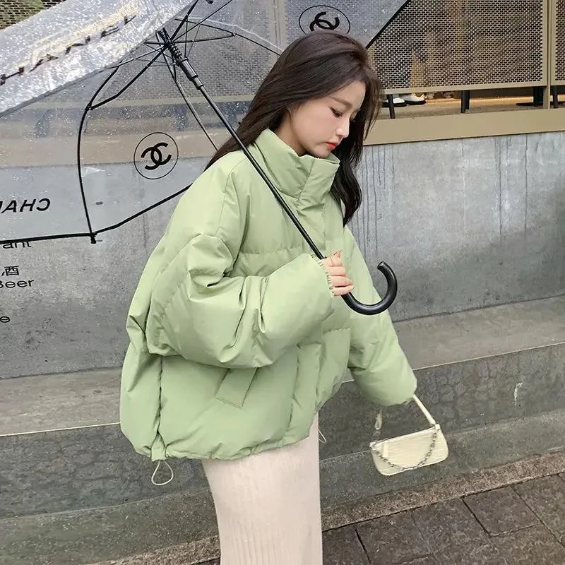 2023年新款冬季立领羽服女宽松加厚保暖面包服短款小个子外套网款