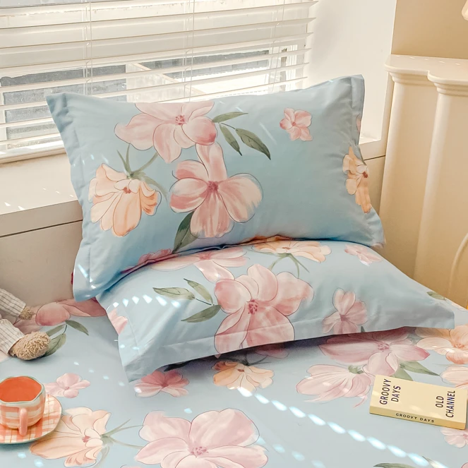 家用斜纹纯棉枕套全棉成人枕头套大号印花一对装学生宿舍内胆套