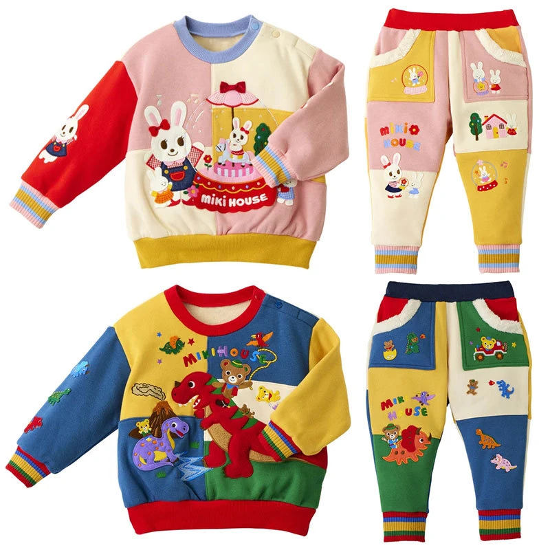 25年豪华熊兔恐龙乐园音乐盒拼接男女童加绒套装秋冬E