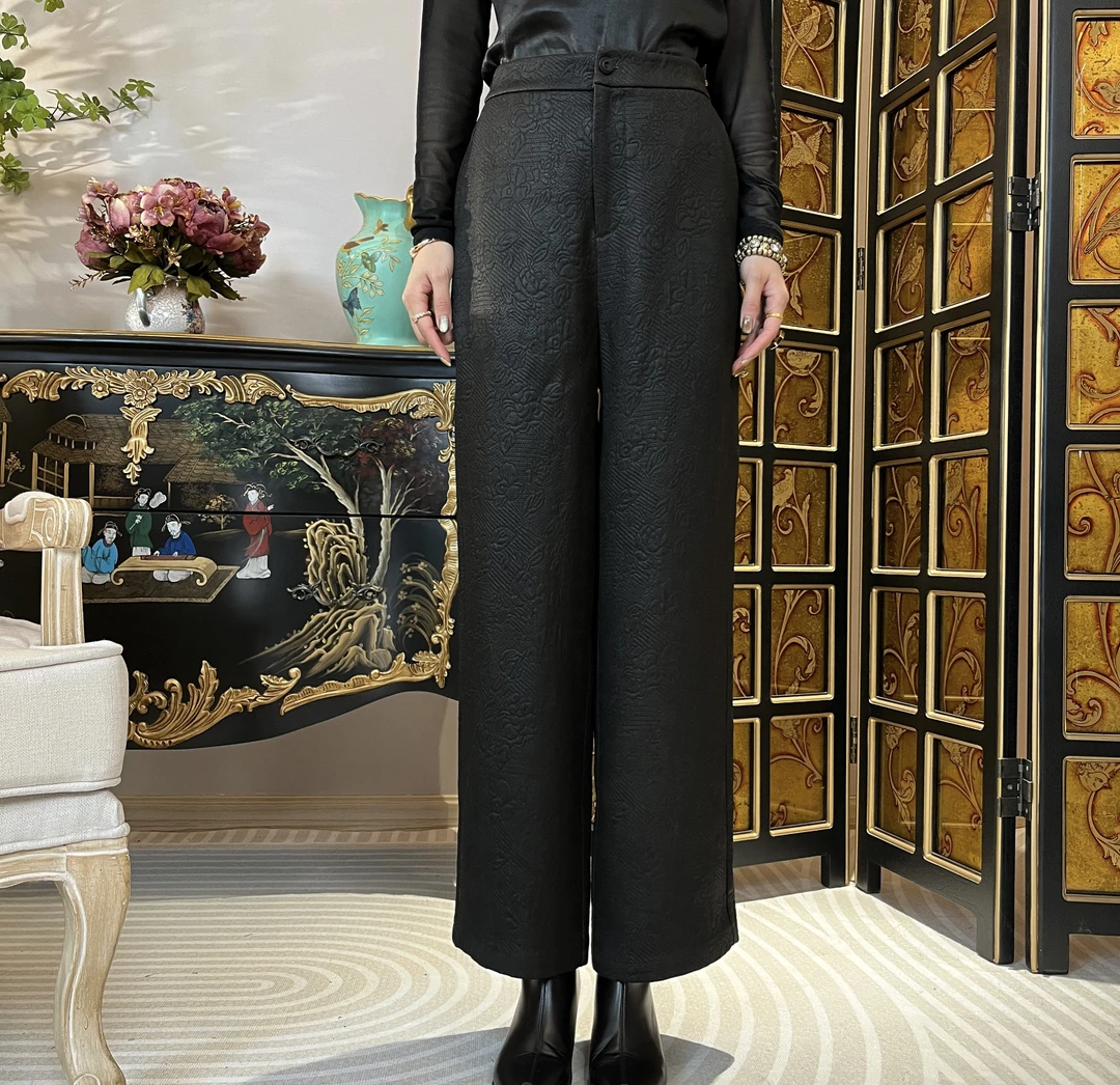 FSSIA星画｜80姆米柞蚕丝复古香云纱冬季显瘦加厚直筒裤西裤MG5009