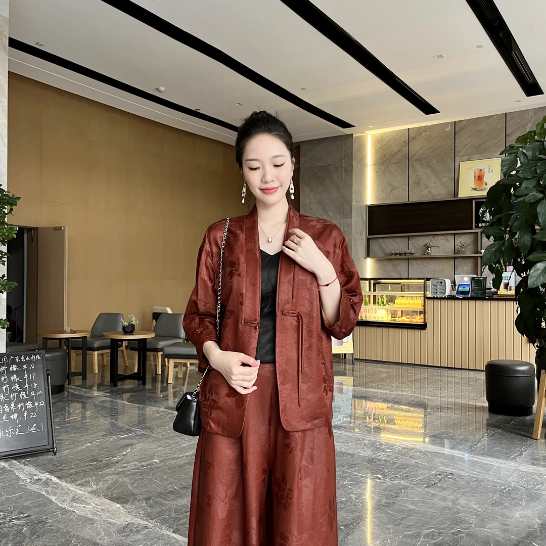 FSSIA霓裳丨新款百分比桑蚕丝红云纱气质织花短外套-333006