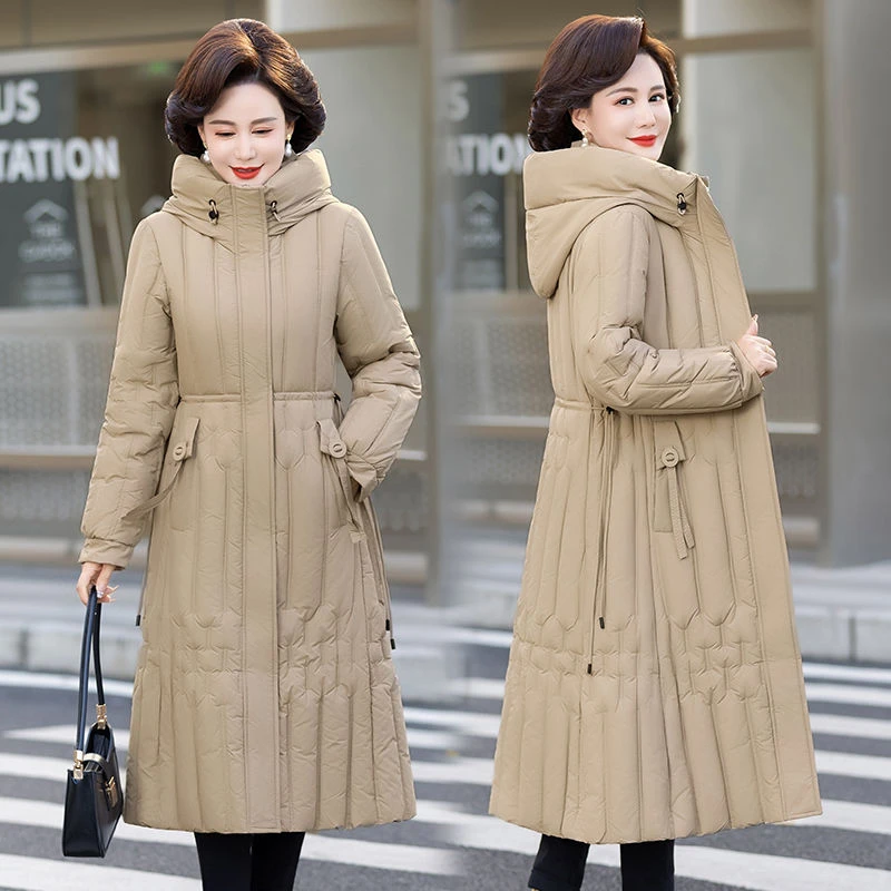 冬季2025新款安可拉红韩版棉服过膝长款加厚棉袄外套宽松棉衣