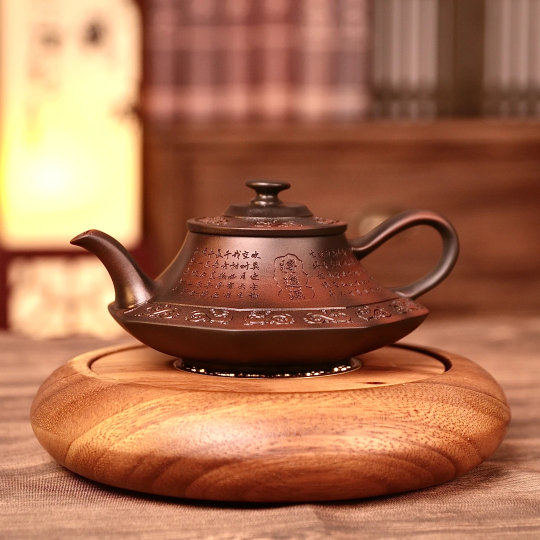 紫陶将进酒云炉壶大容量家用中式纯手工茶壶复古陶瓷紫砂壶ZH147