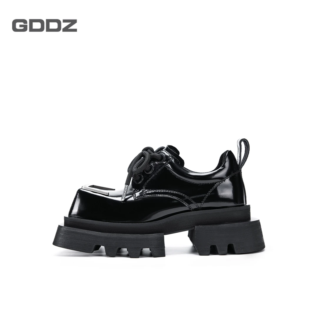 GDDZ 小众原创厚底方头乐福鞋女真皮英伦风小皮鞋松糕单鞋G2S0831