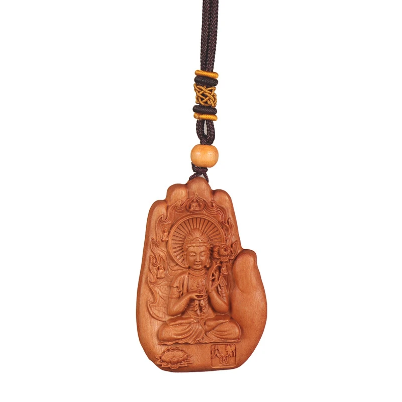 五台山桃木项链桃木阿弥陀佛桃木挂件护身桃木吊坠阿弥陀佛吊坠