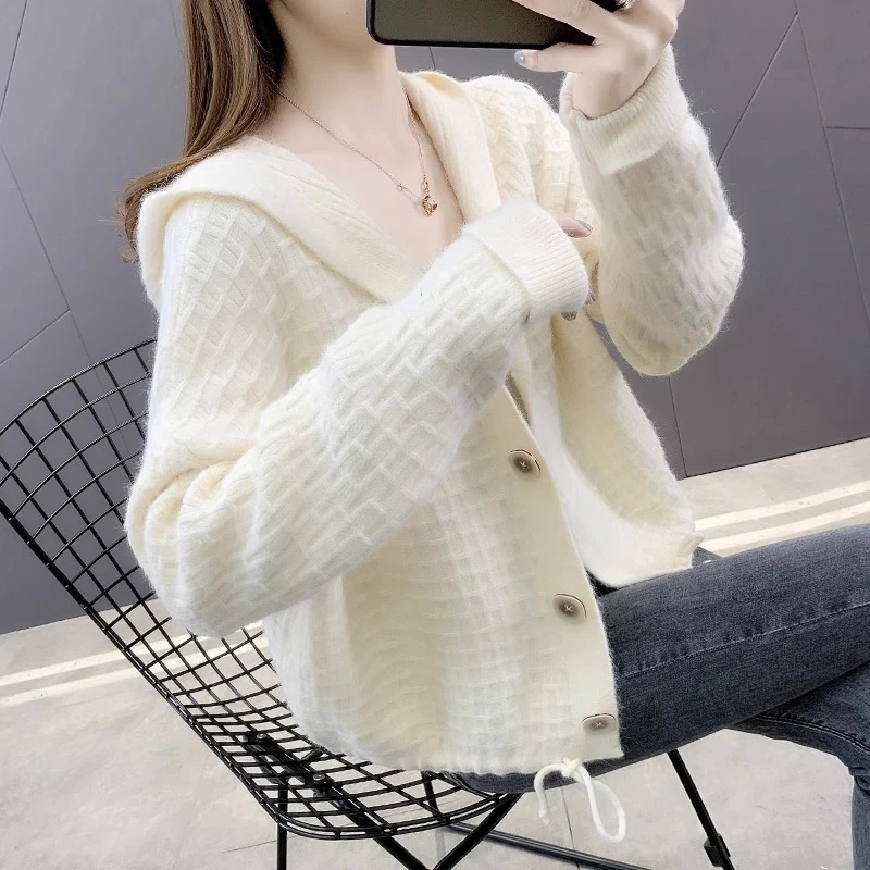 连帽开衫外套女针织衫小香风洋气穿搭女士短外套百搭2024春秋新款