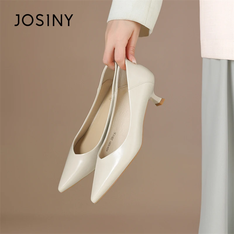 卓诗尼2024年春季新款一脚蹬通勤高跟鞋职业工作鞋细跟浅口单鞋女