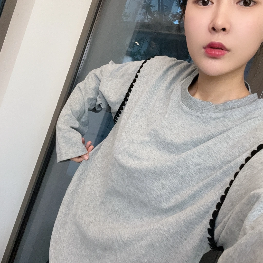 磨毛【贝壳袖】长袖休闲百搭百搭圆领时尚情侣