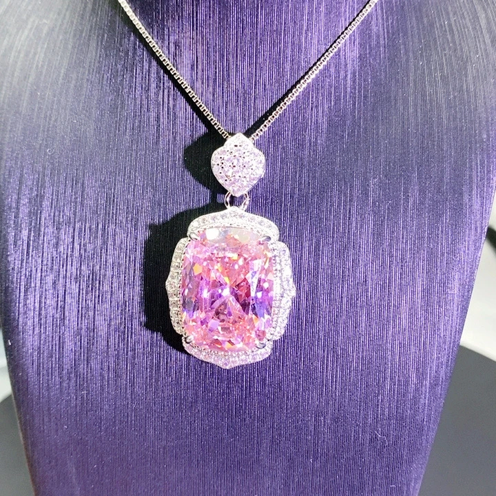 铜合金合成锆石吊坠 HD2R-2071粉色吊坠气质时尚时尚满钻豪华