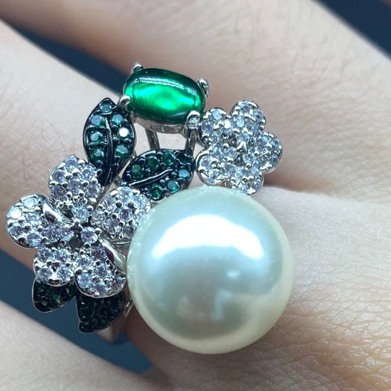 铜合金合成锆石戒指 J6H-68058可调节戒指白色女王气质
