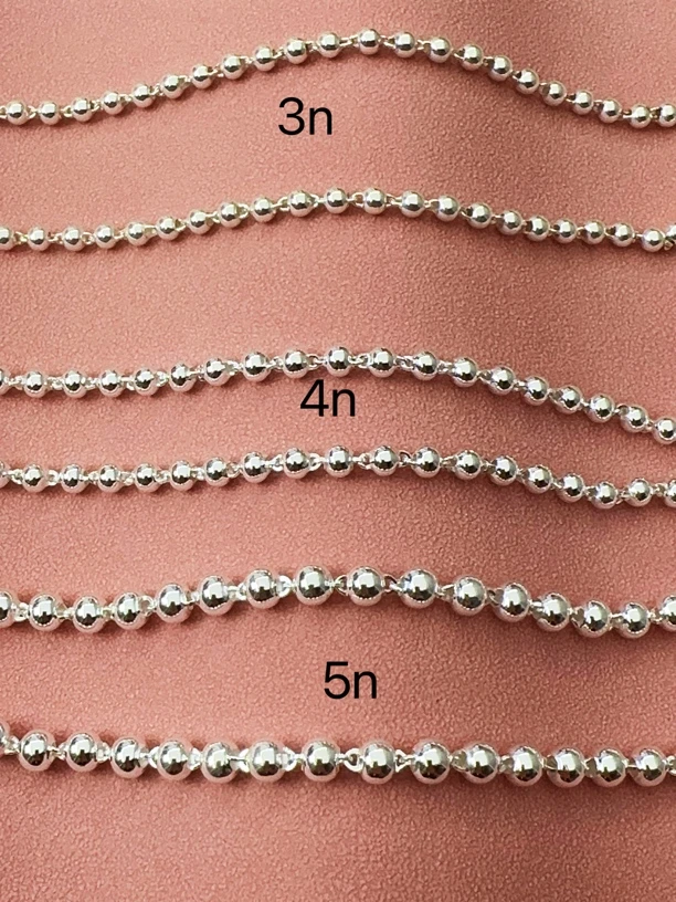 吊坠足银 足银990圆珠项链简约女士毛衣链子冬季情侣长款手工链