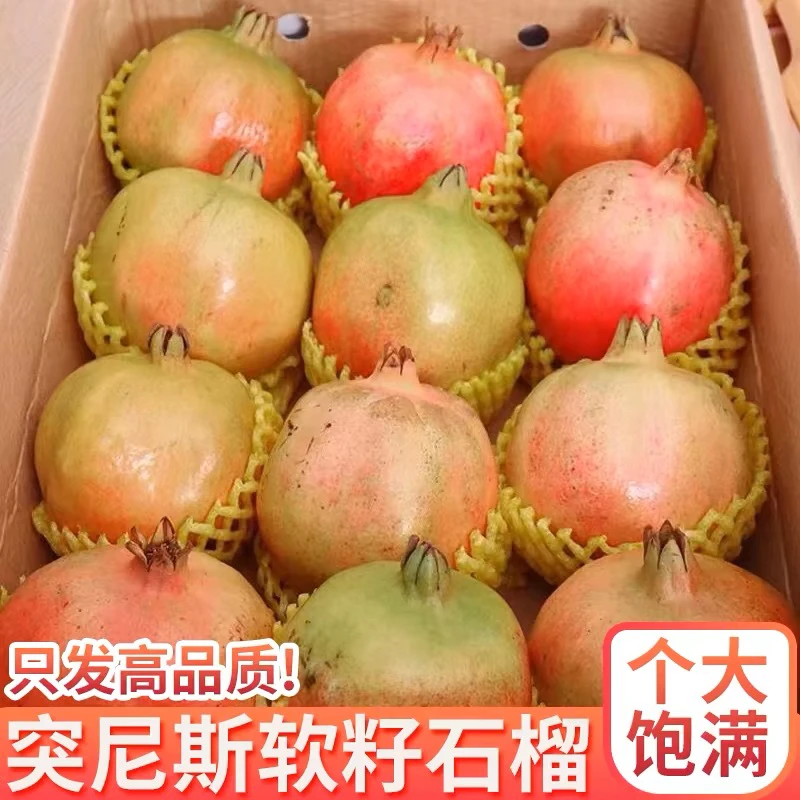 突尼斯软籽石榴四川会理石榴当季新鲜水果现摘5斤红心水晶甜石榴