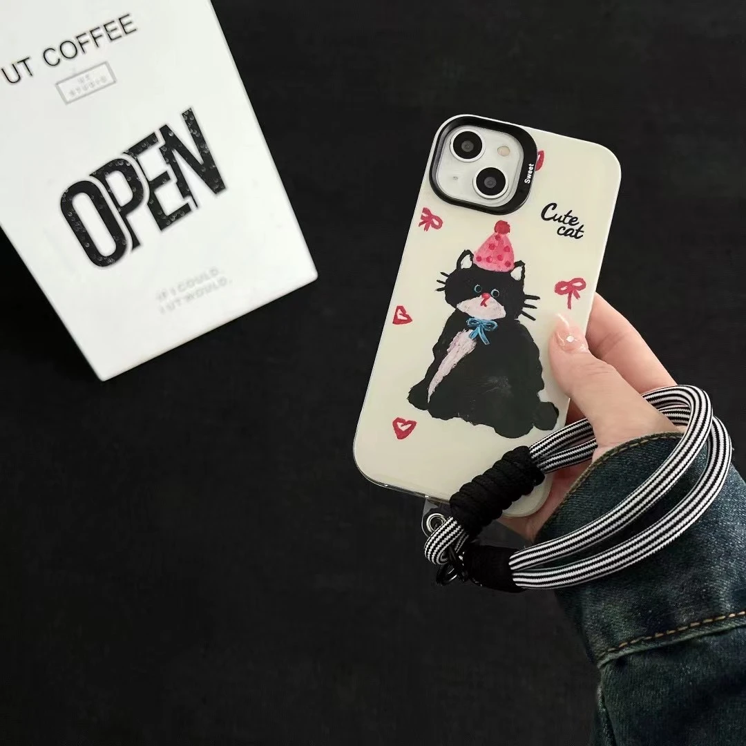 适用苹果14promax小猫手机壳iphone15可爱小众11/12/13个性女款