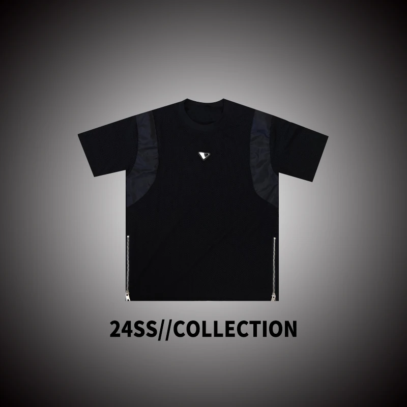 冰丝工装三角标T恤男装