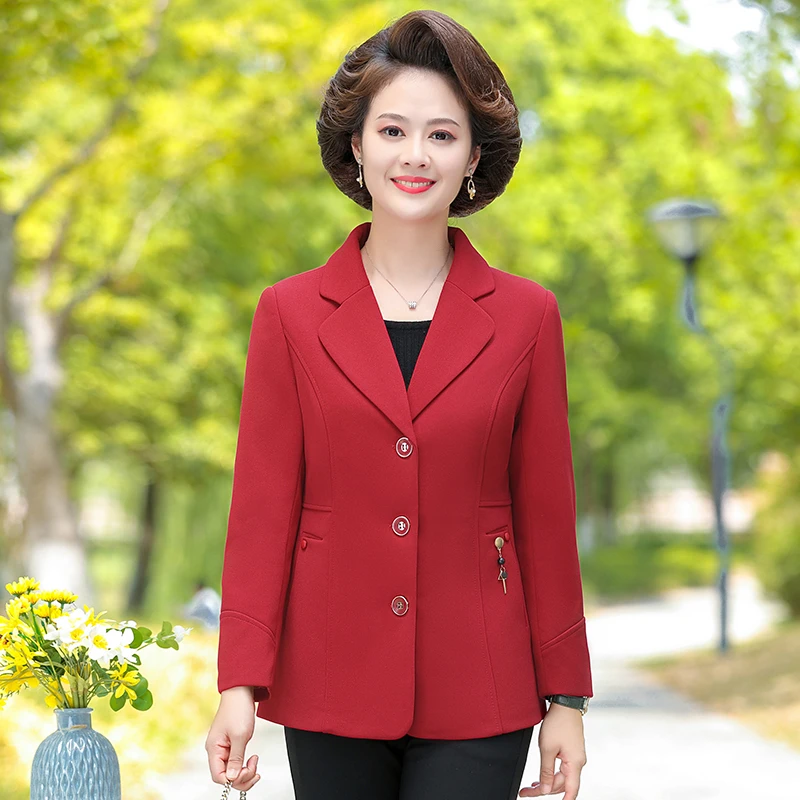 2022妈妈秋装外套时尚小西装新款中老年女装春秋上衣褂子中年女士
