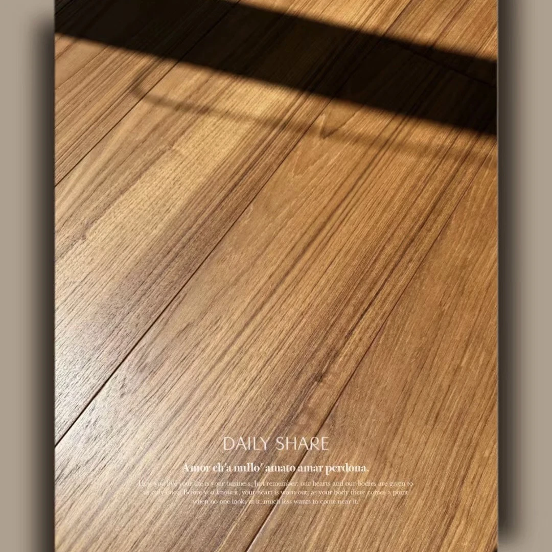 【顾莱柚木】黑线直纹实木防晒防潮木地板 按平方910*95*18