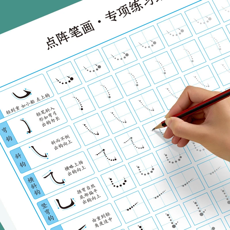 【笔画笔顺偏旁】点阵专项练习纸控笔训练字帖小学硬笔偏旁部首笔顺