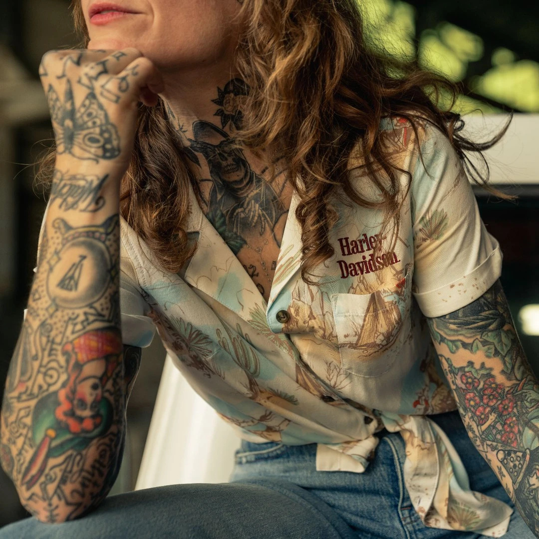 Harley Davidson/哈雷戴维森哈雷机车女士短袖衬衫96184-25VW