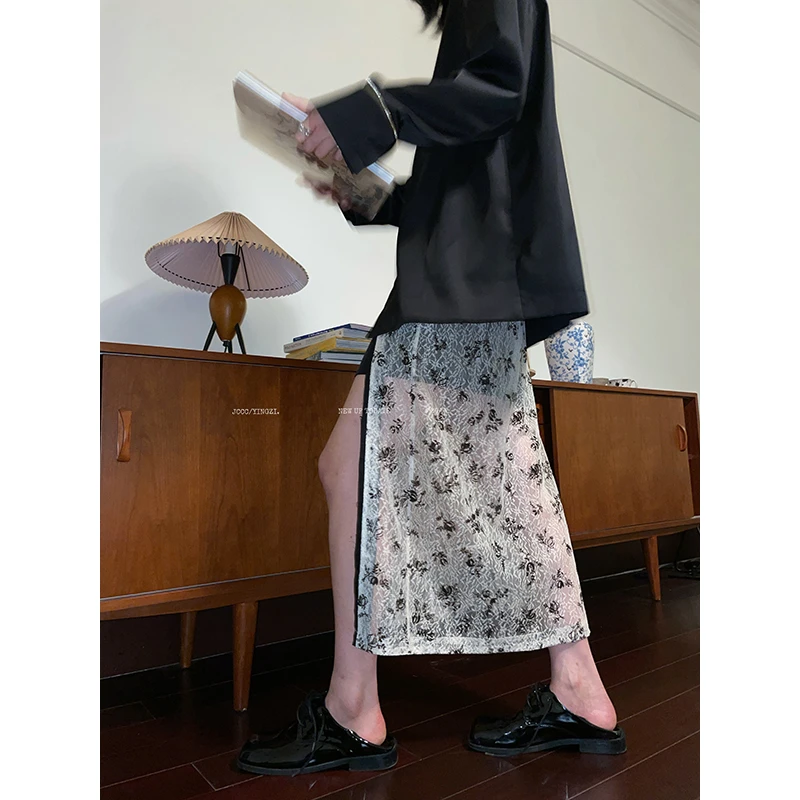 JCCC影子【弄影】新中式废土风蕾丝直筒半身裙JE4BSZ27-SZ