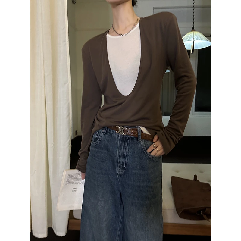 JCCC影子【秋遇】假两件U领拼接针织打底JE4FZT10