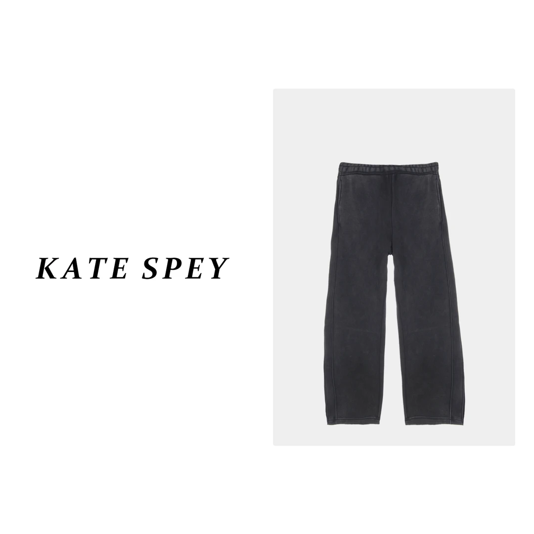 凯特丝蓓596#加绒加厚！高腰显瘦宽松休闲裤黑色弯刀裤女