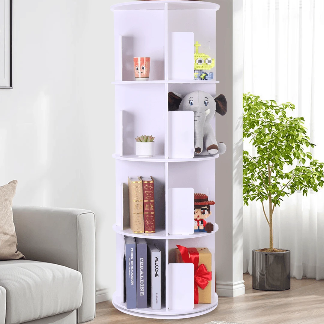 准新品  【金】四层高128CM书架360度旋转书柜