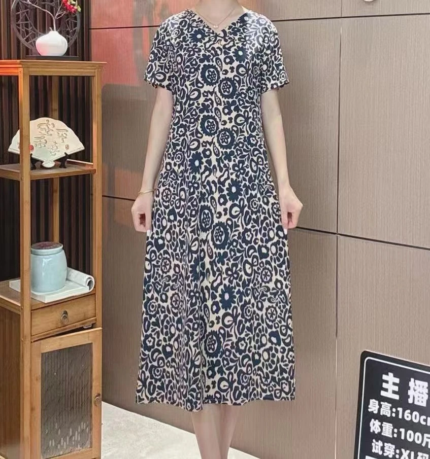 2953青花瓷点高端定制洋气气质优雅时尚印花百搭显瘦遮肉 连衣裙