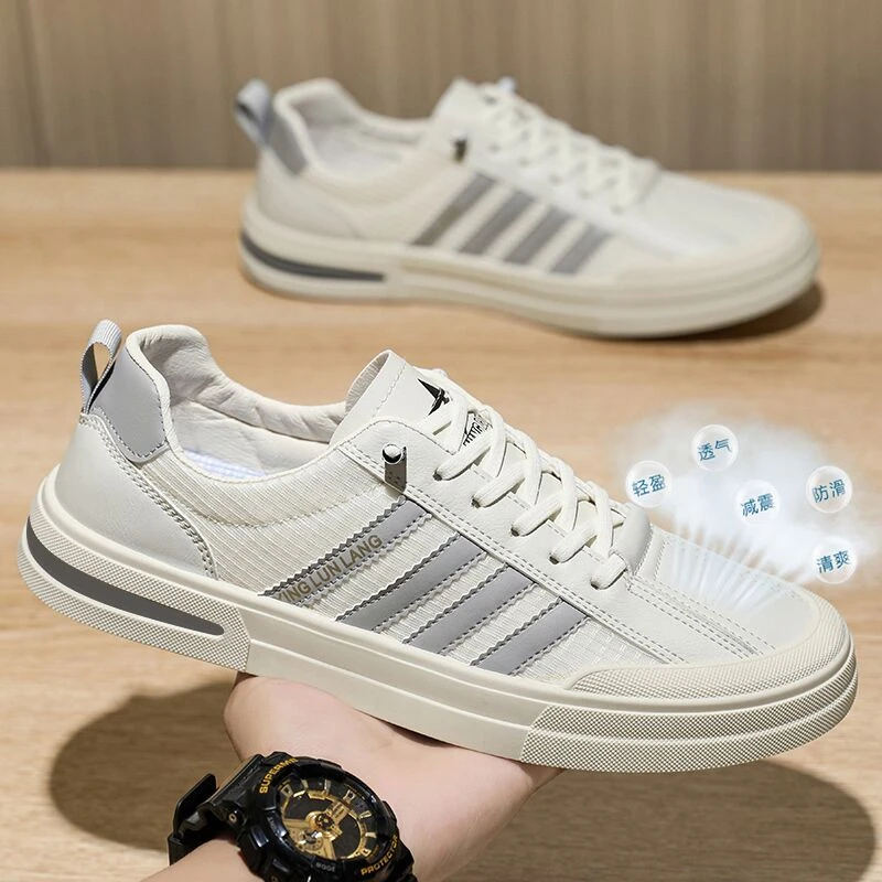 2025夏季男士透气男鞋网鞋小白鞋潮流百搭一脚蹬板鞋休闲鞋子男款