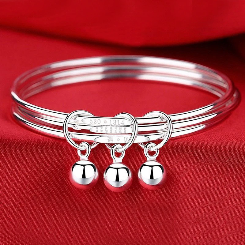 铜合金手镯 三生三世手镯女闭口实心镀银手镯 七夕圣诞生日礼物镯