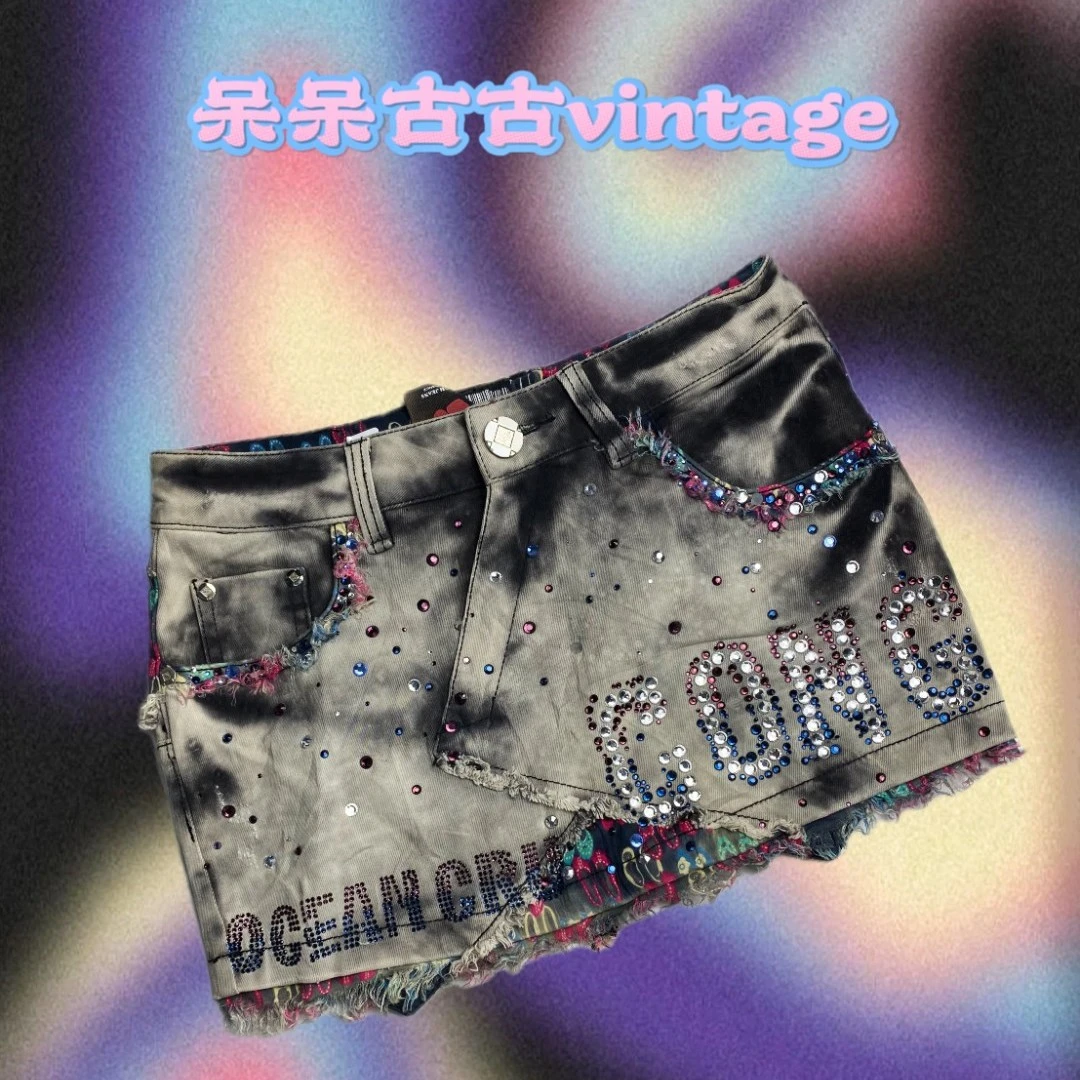 孤品 时尚超短千禧Y2K涩谷辣妹牛仔短裤短裙vintage 《默认微瑕》