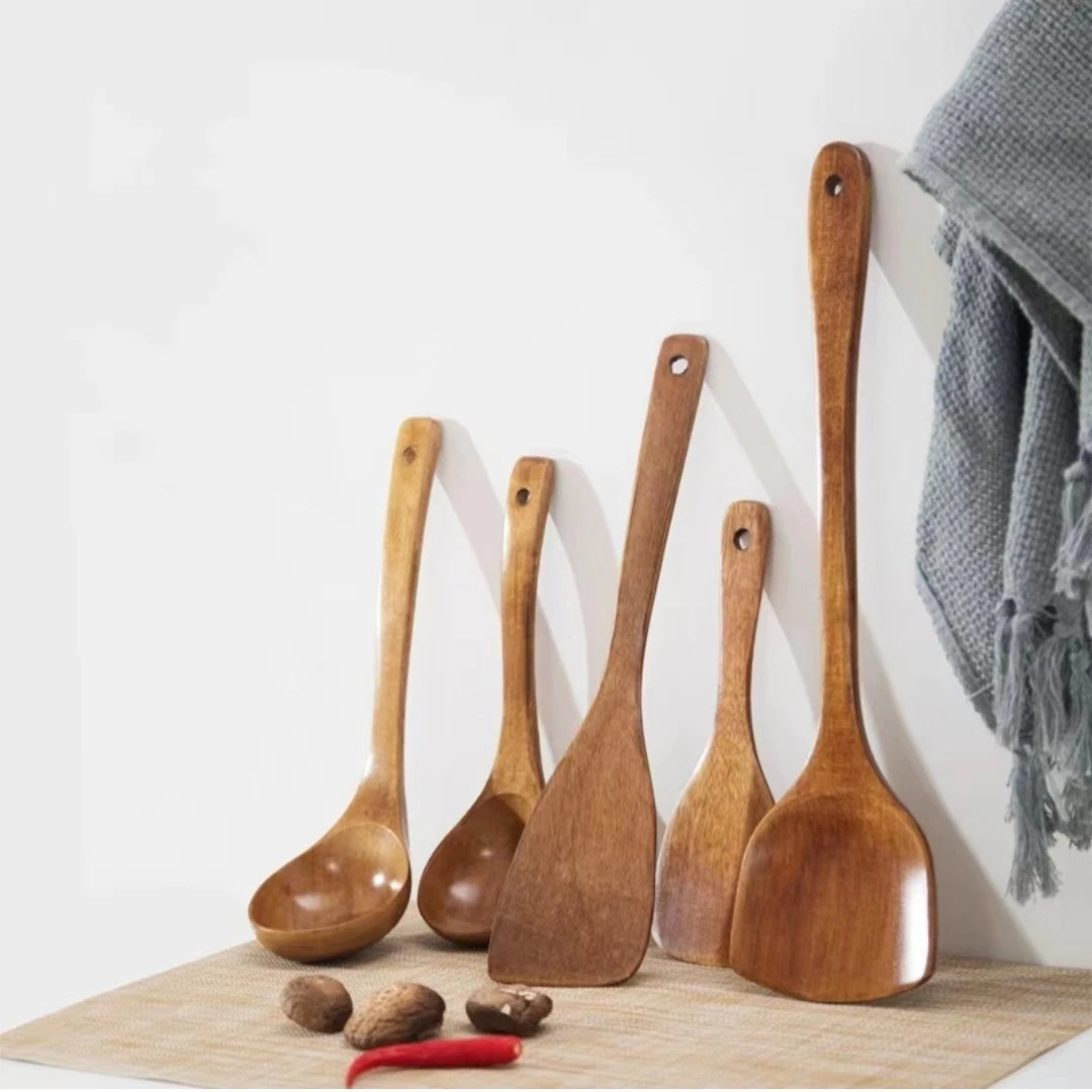 原木铲不粘锅专用耐高温锅铲长柄不烫手汤勺饭铲煎铲家用厨具实木