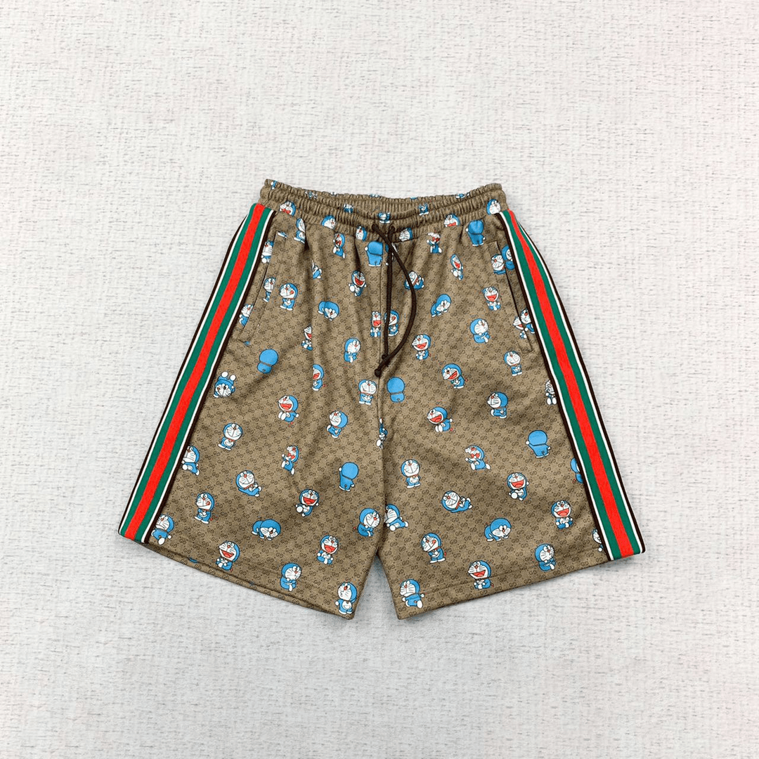 全新未使用  GUCCI 古驰 哆啦A梦联名满印老花短裤s码编码xb2339