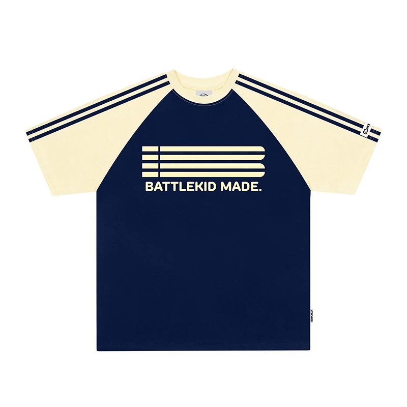 battle kid国潮牌撞色短袖T恤男女夏季情侣款国潮牌半袖上衣TEE