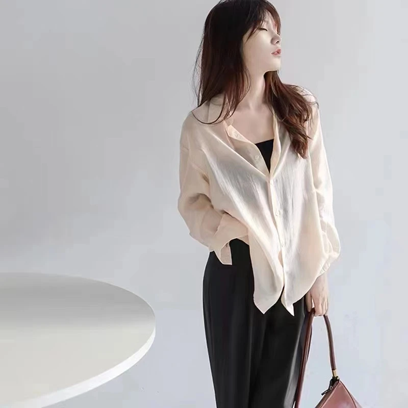 网红爆款时尚休闲高级感宽松气质薄款外搭长袖设计感防晒衣衬衫