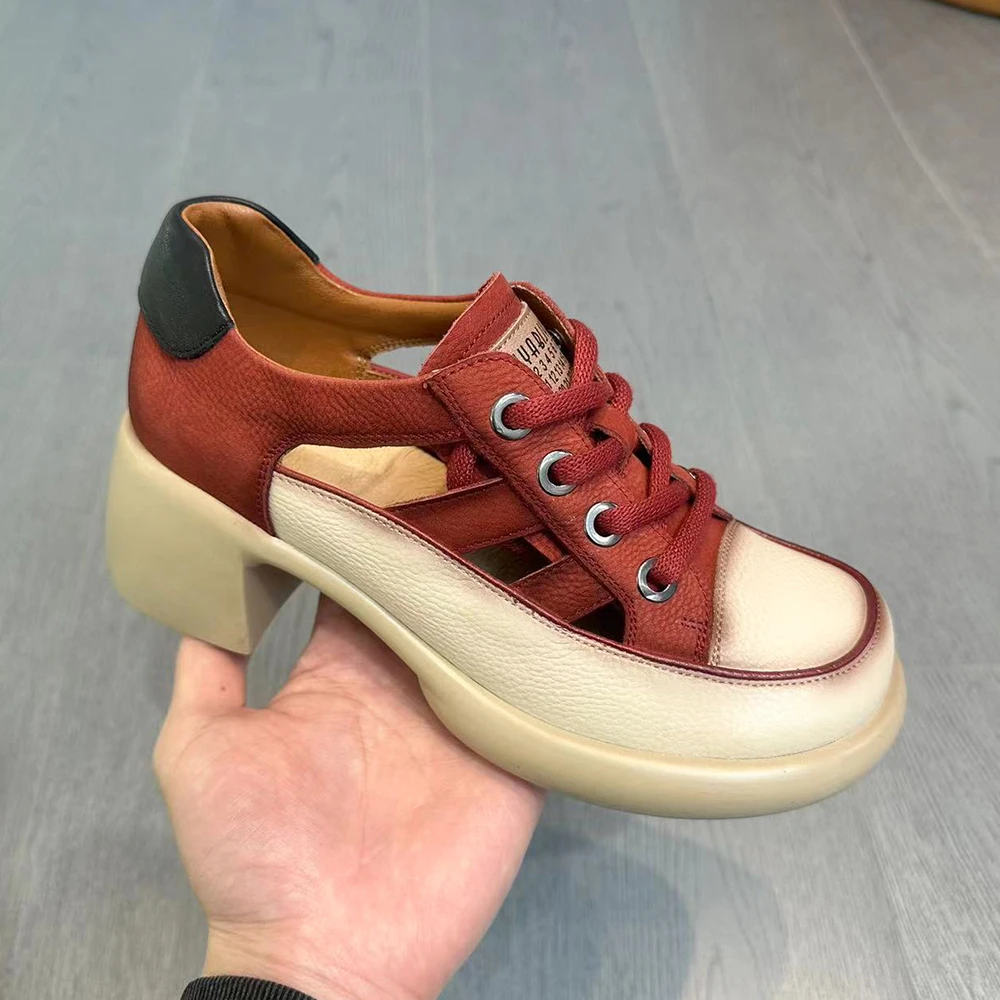 IG/IG断码现货增高6CM2024夏季复古休闲风高能感百搭镂空女鞋2612