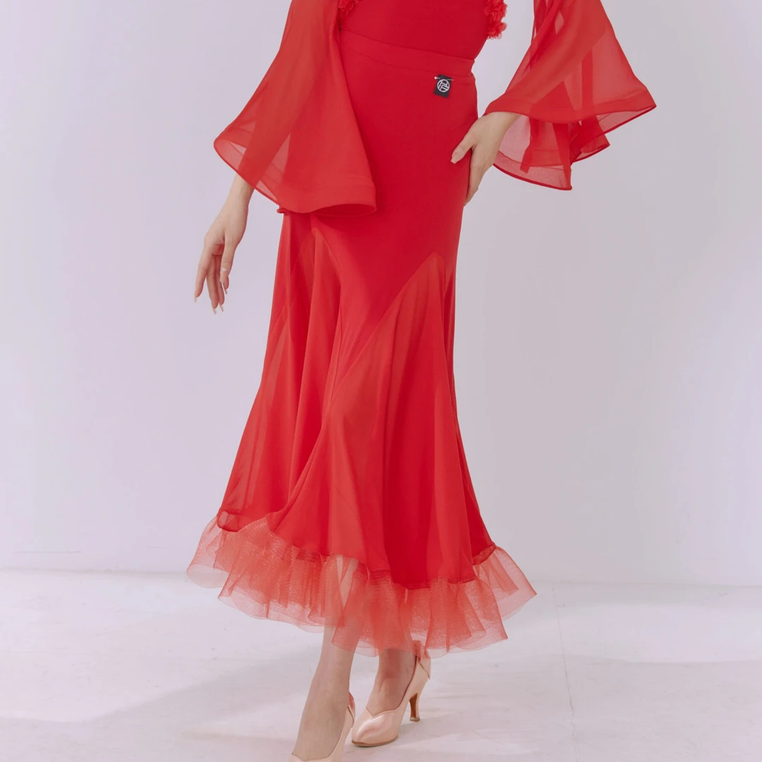 【HF品牌】Q05八角鱼骨半身裙演出服摩登舞服