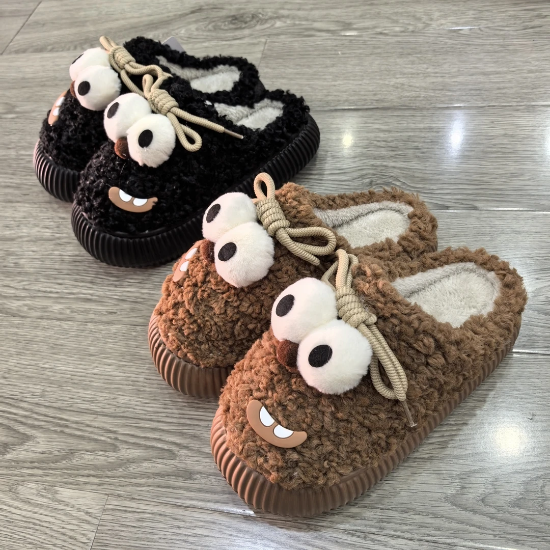 李发正品可爱棉拖鞋女冬季室内居家防滑厚底加绒棉拖外穿2024新款