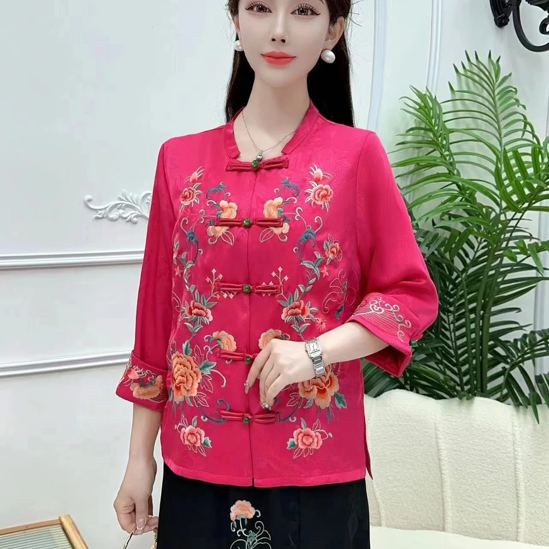 【爱漂亮】夏款新款显瘦短款时尚夏季复古春夏中式民族风气质上衣