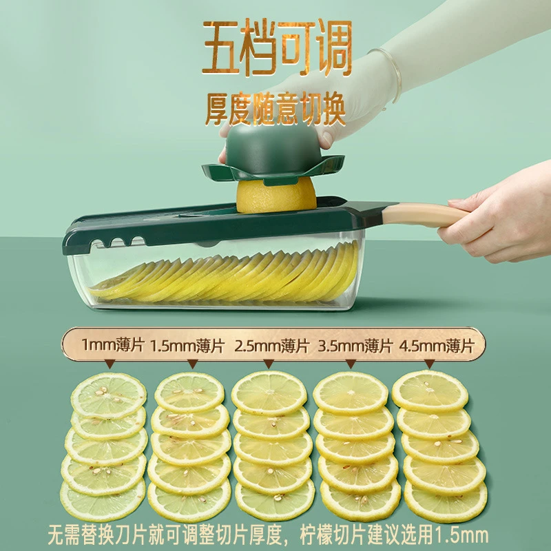 柠檬切片器家用多功能土豆薯条切条擦丝刨丝机切菜器蔬菜切片神器
