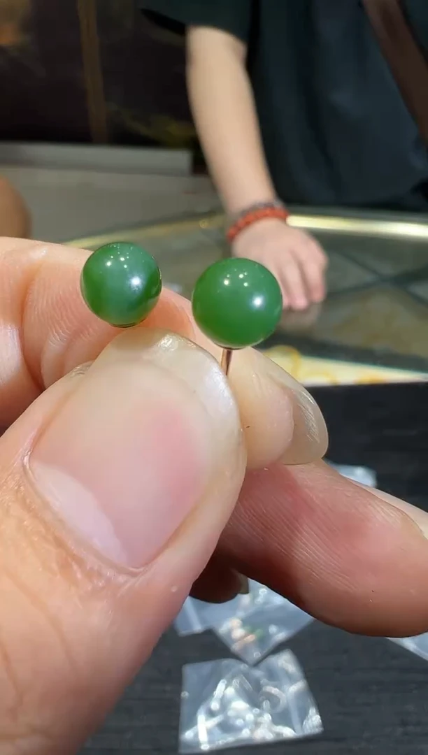 【闪购商品】和田玉耳钉银S925镶嵌GZHLA2006-H26-SG22