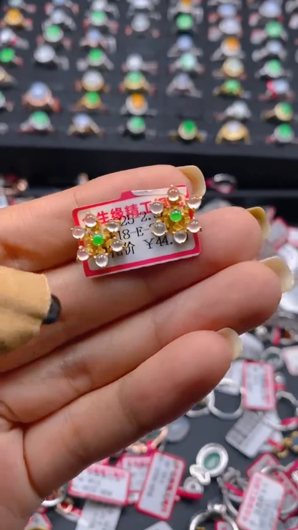 【闪购商品】翡翠耳饰银S925镶嵌1067827004